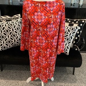 Hermès Paris Red & Pink Patterned Dress.  Size 44
